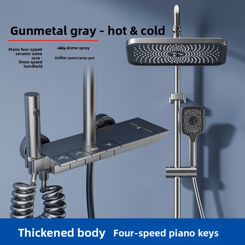 Home Bathroom Lights - Sistem Shower Head Abu-abu Gunmetal untuk