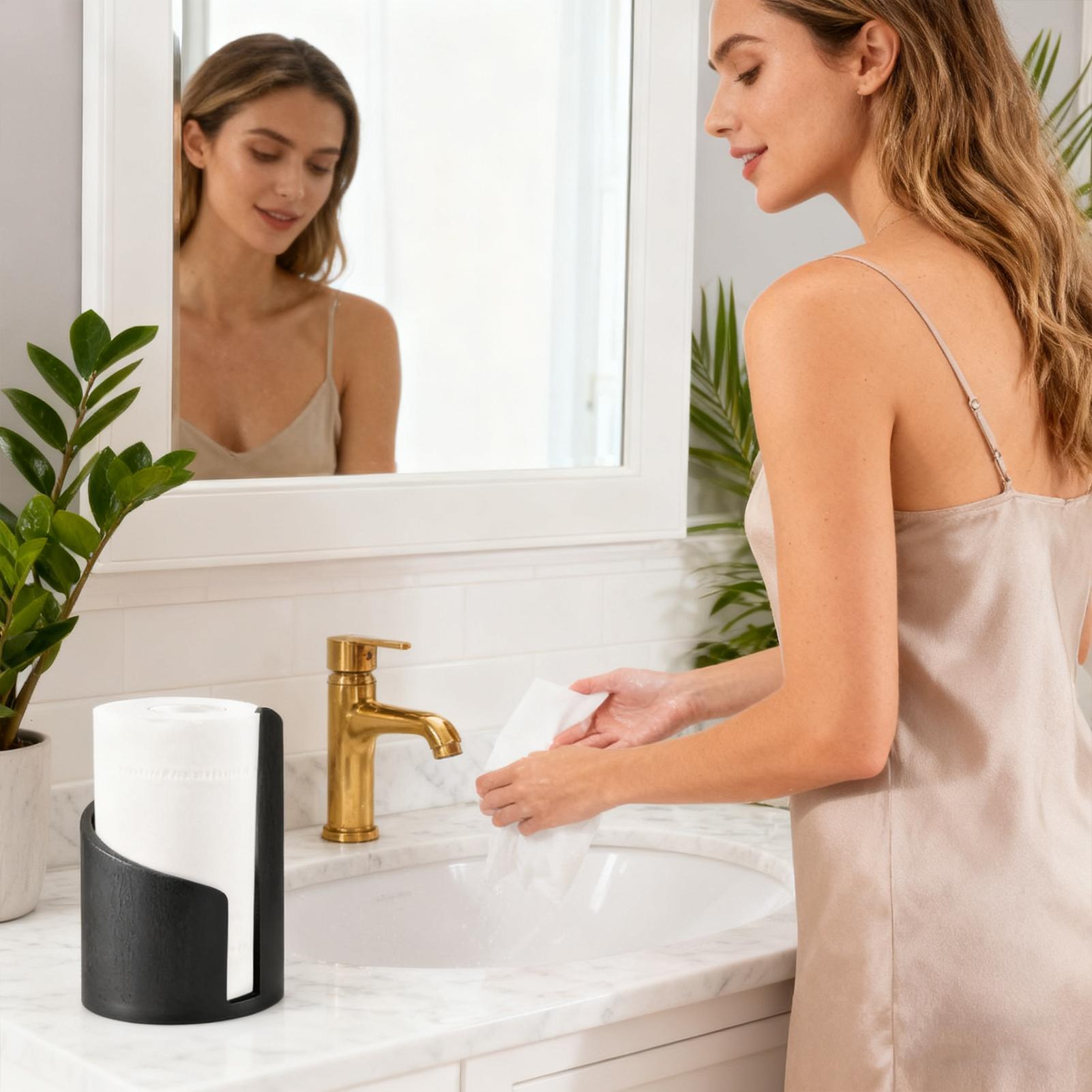 Home Bathroom Paper Towel Dispenser - Tempat Tisu Kayu Gaya Farmhouse, Dispenser