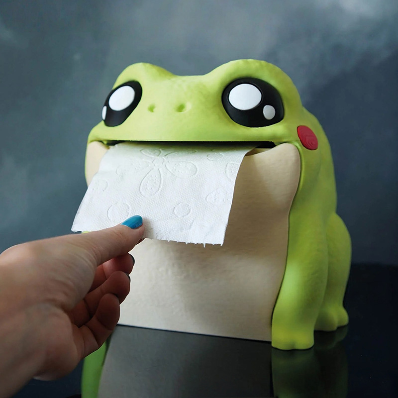 Home Bathroom Paper Towel Dispenser - Kotak Tisu Katak Lucu Tempat Handuk