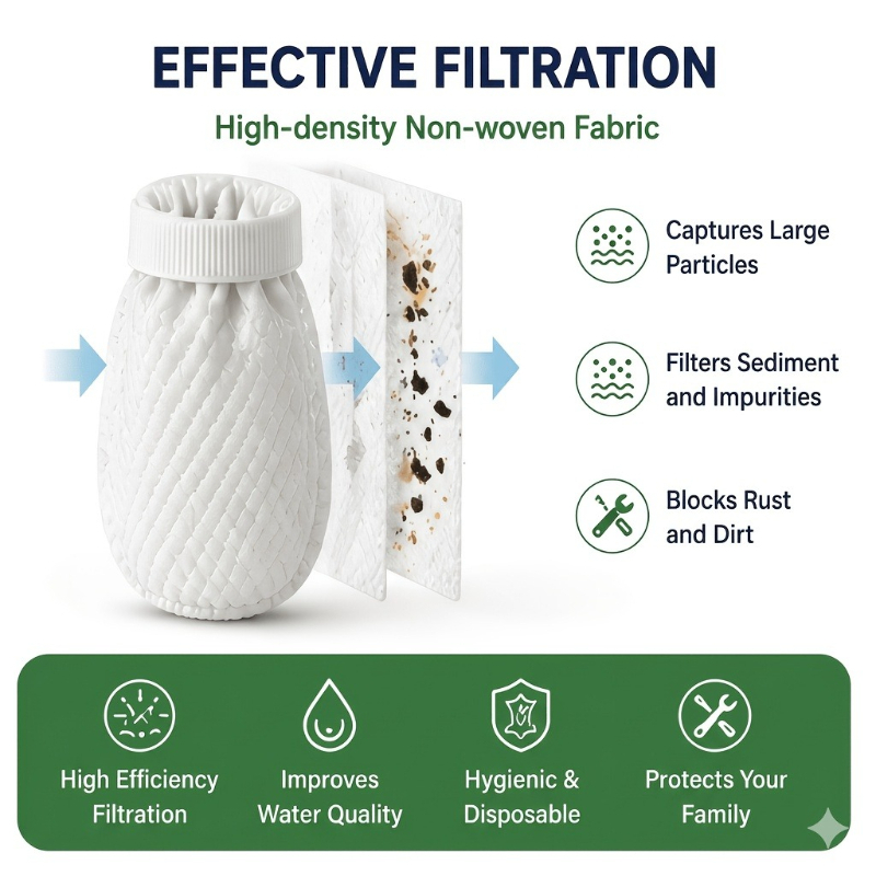 Home Bathroom Water Filter - Elemen Filter Keran dengan Kain Non-Woven
