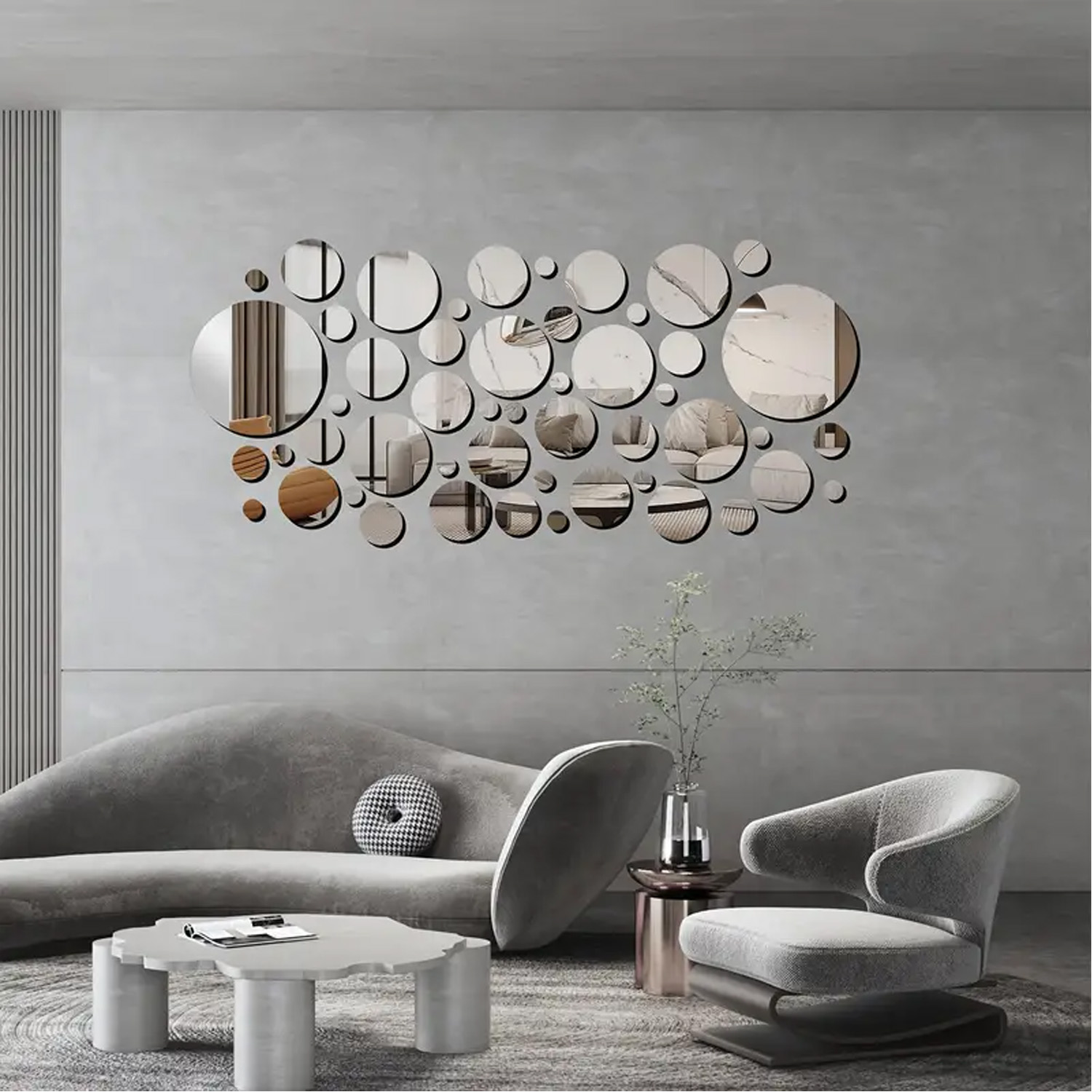 32 Buah Stiker Dinding Cermin  - Home Theater Bathroom ulasan dan harga