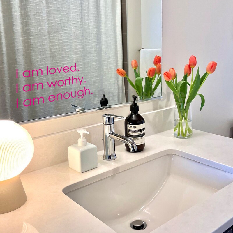 Stiker Vinyl Cermin I Am Loved - Home Theater Bathroom ulasan dan harga